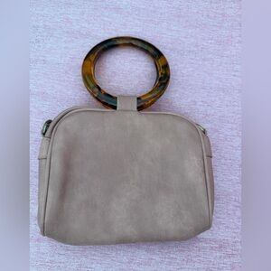 Anthropologie Peach Handbag with Tortoise Shell Handle